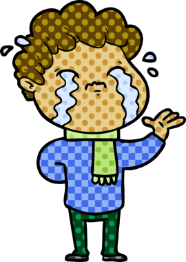 Bir insan tarafından çizilmiş ağlayan çizgi film adamı.