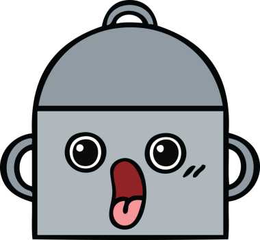 Bir insan tarafından çizilmiş güzel bir yemek tenceresi karikatürü.