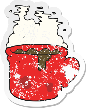 Bir insan tarafından çizilmiş eski bir kahve fincanının gerilimli yapıştırması.