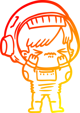 Bir insan tarafından çizilmiş bir astronot kadın çizgi çizimi.