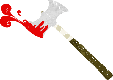 Bir insan tarafından çizilmiş çift taraflı balta.