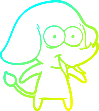 Bir insan tarafından çizilmiş mutlu bir filin soğuk gradyan çizgisi.