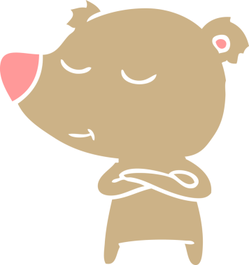 Bir insan tarafından çizilmiş mutlu düz renkli çizgi film ayısı.