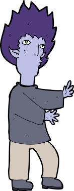 Bir insan tarafından çizilmiş vampir adam çizgi filmi.