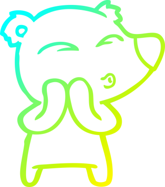 Bir insan tarafından çizilmiş ıslık çalan bir ayının soğuk çizgi çizimi.