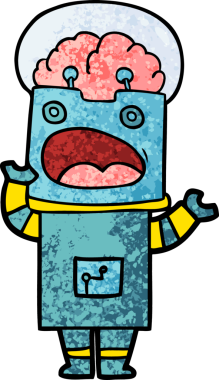 Bir insan tarafından çizilmiş çizgi film robotu