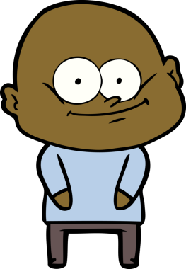 Bir insan tarafından çizilmiş kel bir adam.