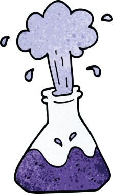 Bir insan tarafından çizilmiş karikatür patlayan kimyasal set.