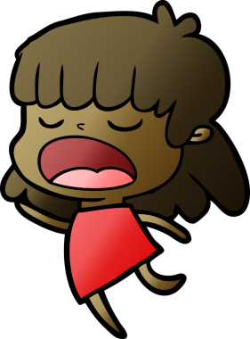 Çizgi filmdeki kadın bir insan tarafından yüksek sesle çizilmiş.