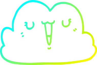 Bir insan tarafından çizilmiş soğuk bir çizgi film bulutunun çizimi.