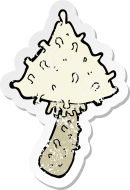 Bir insan tarafından çizilmiş garip bir mantarın gerilimli yapıştırması.