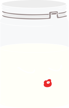 Bir insan tarafından çizilmiş düz renkli cam kavanoz.