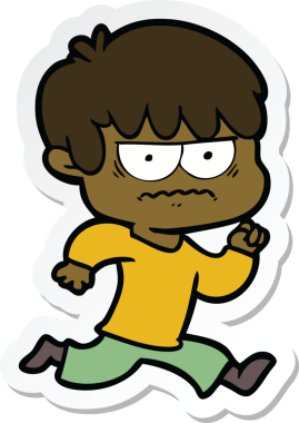 Bir insan tarafından çizilmiş kızgın bir çizgi film çocuğunun çıkartması.