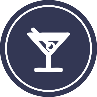 Bir insan tarafından çizilmiş zeytin dairesi sembollü kokteyl.