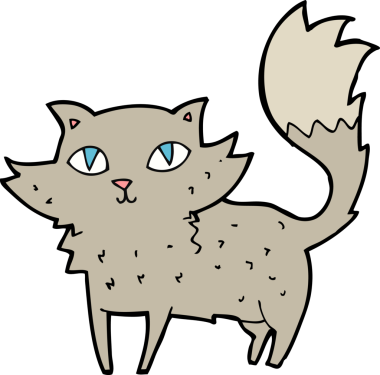 Bir insan tarafından çizilmiş çizgi film kedisi.