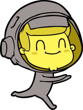 Bir insan tarafından çizilmiş mutlu astronot.