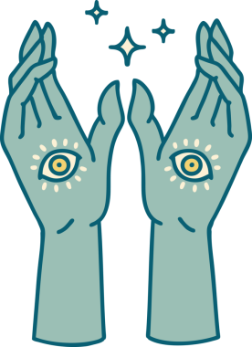 Bir insan tarafından çizilmiş mistik ellerin ikonik dövme şekli