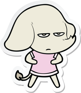 Bir insan tarafından çizilmiş kızgın bir filin çıkartması.