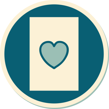 Bir insan tarafından çizilmiş kupa ası geleneksel stiliyle dövme çıkartması.