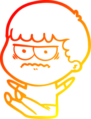 Bir insan tarafından çizilmiş, kızgın bir çizgi film karakteri.