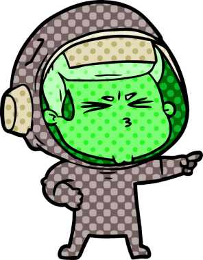 Çizgi film bir insan tarafından çizilmiş astronot.