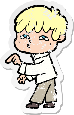 Bir insan tarafından çizilmiş garip bir adamın sıkıntılı çıkartması.