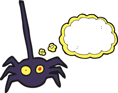 Serbest çizim düşünce baloncuğu cadılar bayramı örümceği bir insan tarafından çizildi