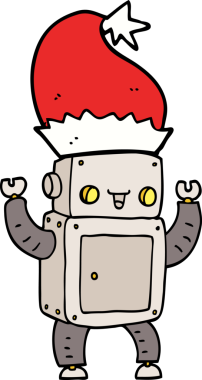 Bir insan tarafından çizilmiş çizgi roman Noel robotu