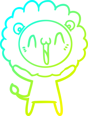 Bir insan tarafından çizilmiş mutlu çizgi film aslanı çizimi.