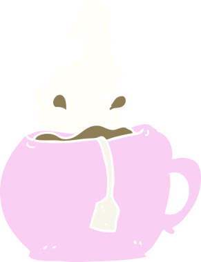 Bir insan tarafından çizilmiş çay fincanının düz renk çizimi