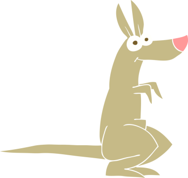 Bir insan tarafından çizilen düz renkli kanguru çizimi