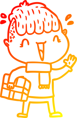 Sıcak bir çizgi film çizimi. Mutlu bir çocuk. Bir insan tarafından çizilmiş.