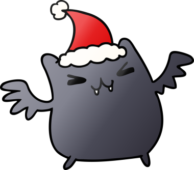 Bir insan tarafından çizilmiş Kawaii yarasasının el çizimi gradyan karikatürü.