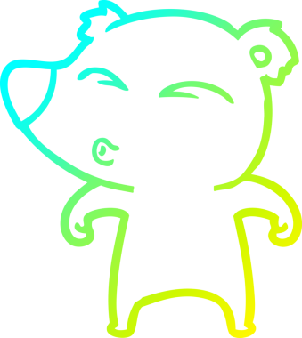 Bir insan tarafından çizilmiş ıslık çalan bir ayının soğuk çizgi çizimi.