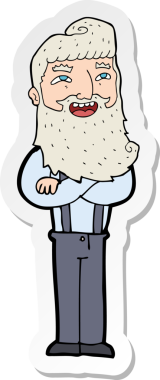 Bir insan tarafından çizilmiş sakallı mutlu bir adamın çıkartması.