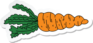 Bir insan tarafından çizilmiş havuç çizilmiş garip bir el çıkartması.