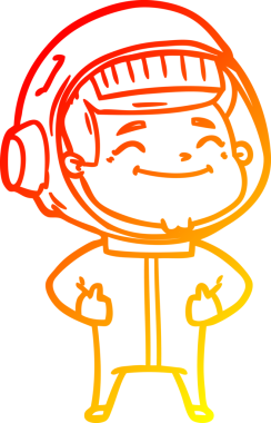 Bir insan tarafından çizilmiş mutlu bir astronotun sıcak çizgi çizimi