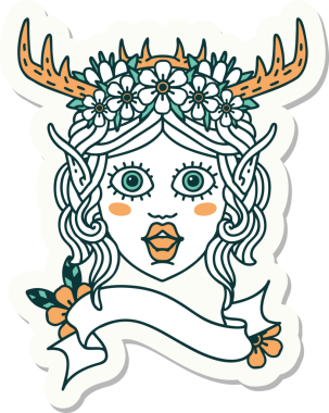 Bir insan tarafından çizilmiş bir Elf Druid karakterinin çıkartması.