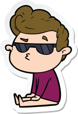 Bir insan tarafından çizilmiş havalı bir adamın çıkartması.