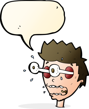 Bir insan tarafından çizilen konuşma baloncuğuyla gözleri fırlayan bir karikatür adamı şaşırttı.