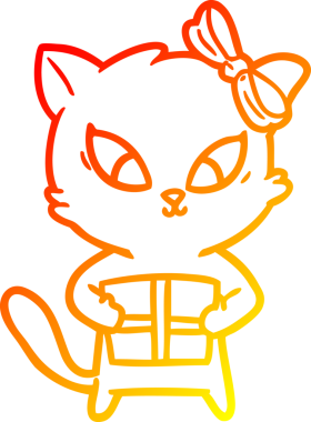 Bir insan tarafından çizilmiş çizgi film kedisinin sıcak çizgi çizimi