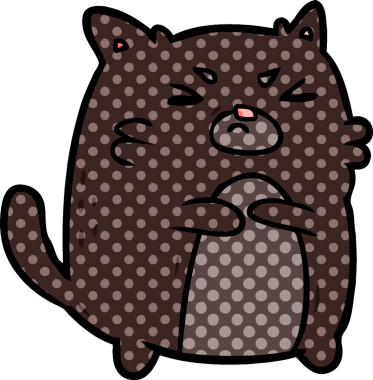 Bir insan tarafından çizilmiş kızgın kedi çizgi filmi.