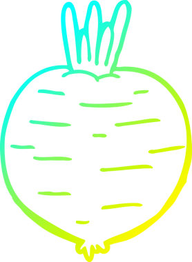 Bir insan tarafından çizilen sebze karikatürünün soğuk gradyan çizimi