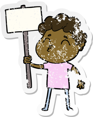 Bir insan tarafından çizilmiş karikatür adamın sıkıntılı çıkartması.