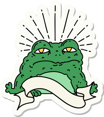 Bir insan tarafından çizilmiş dövme stili karakteri çıkartması.