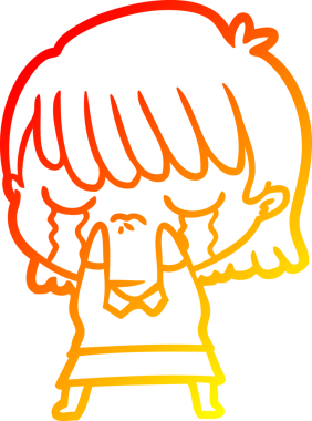 Bir insan tarafından çizilmiş, ağlayan bir çizgi kadın çizimi.