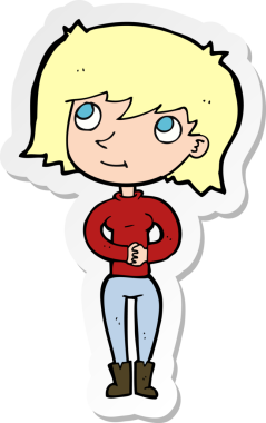 Bir insan tarafından çizilmiş, karikatür dostu bir kadının çıkartması.