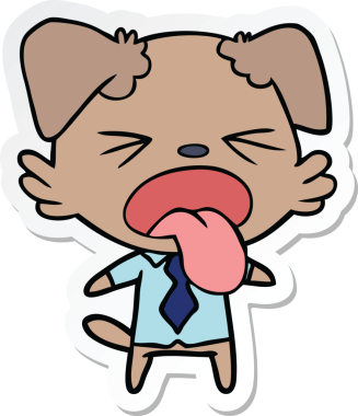 Bir insan tarafından çizilmiş tiksindirici bir köpeğin çıkartması.