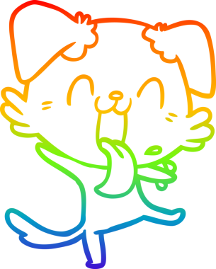 Gökkuşağı gradyan çizgi çizimi Bir insan tarafından çizilmiş nefes nefese bir köpek