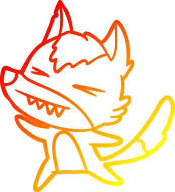 Bir insan tarafından çizilmiş kızgın bir kurt çizgi karakteri.